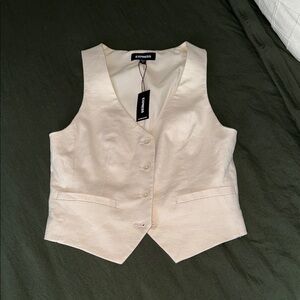 Express Cream Button Front Vest